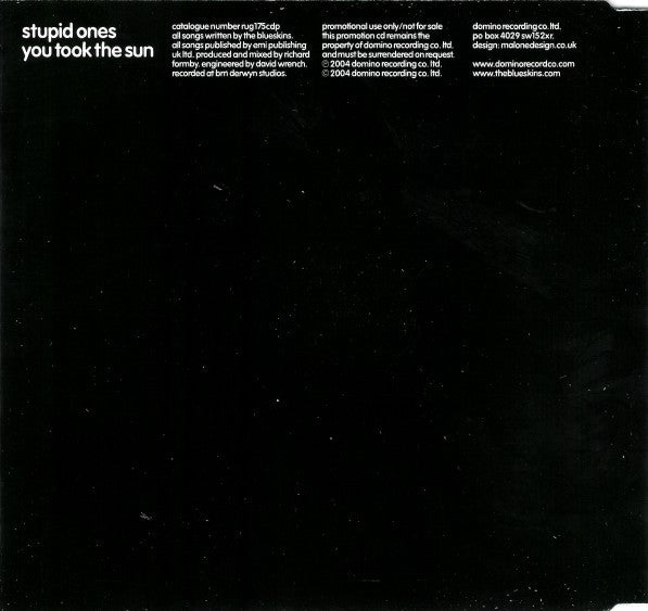The Blueskins : Stupid Ones (CD, Single, Promo)