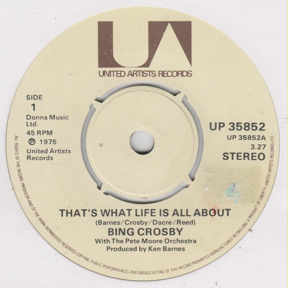 Bing Crosby : That's What Life Is All About (7", Single)