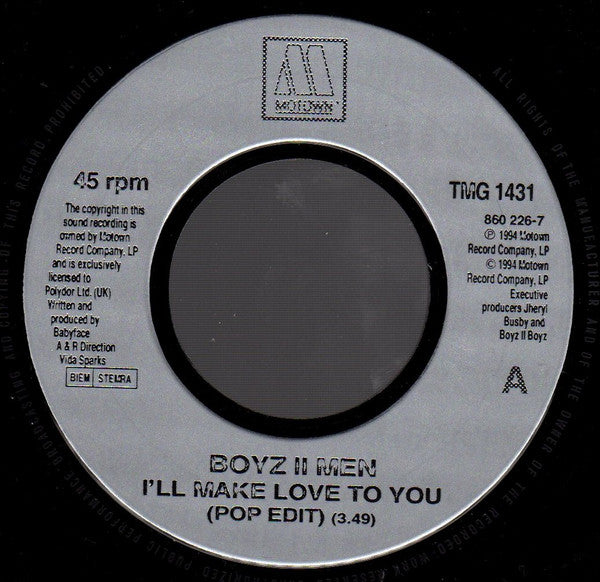 Boyz II Men : I'll Make Love To You (7", Single, Jukebox)