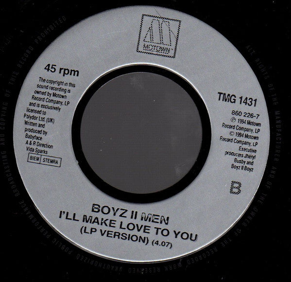 Boyz II Men : I'll Make Love To You (7", Single, Jukebox)