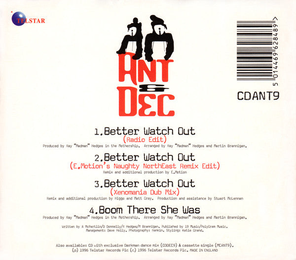 Ant & Dec : Better Watch Out (CD, Single, Ltd)