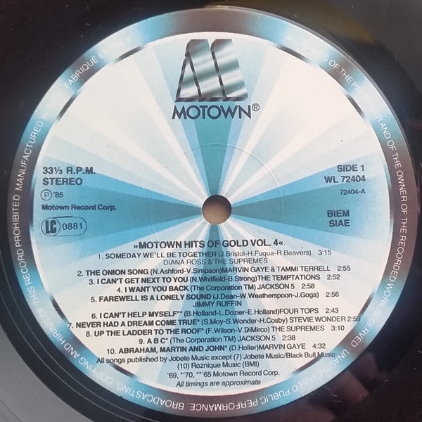 Various : Motown Hits Of Gold Volume 4 (LP, Comp)