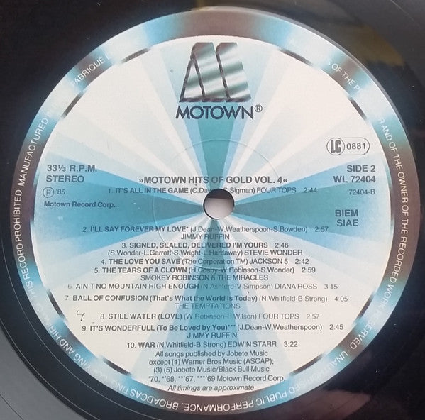 Various : Motown Hits Of Gold Volume 4 (LP, Comp)