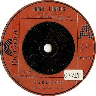 Connie Francis : V-A-C-A-T-I-O-N (7", Single)