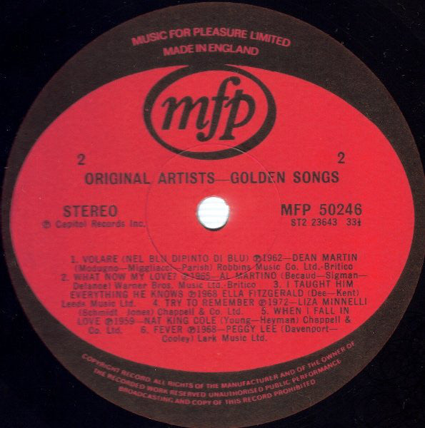 Various : Original Artists - Golden Songs (LP, Comp)