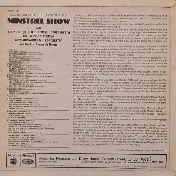 Andy Cole (2), Ted Gilbert, Geoff Love, The Twizzle Sisters, The Alyn Ainsworth Orchestra And The Ainsworth Singers : Music For Pleasure Minstrel Show (LP, Album, Mono)