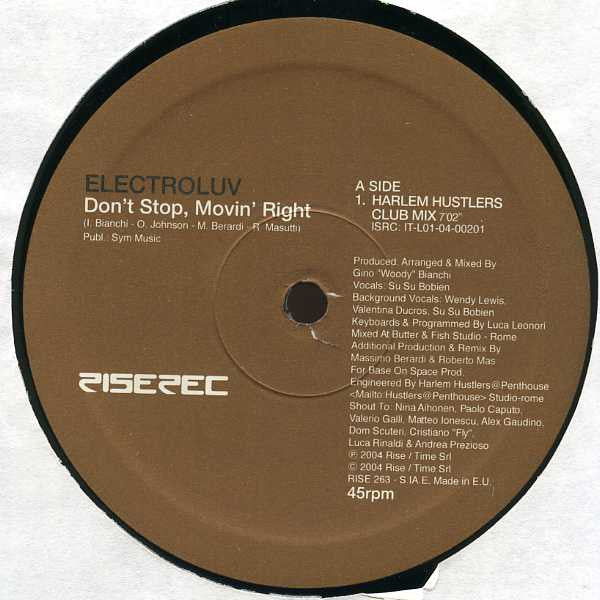 Electroluv : Don't Stop, Movin' Right (12")