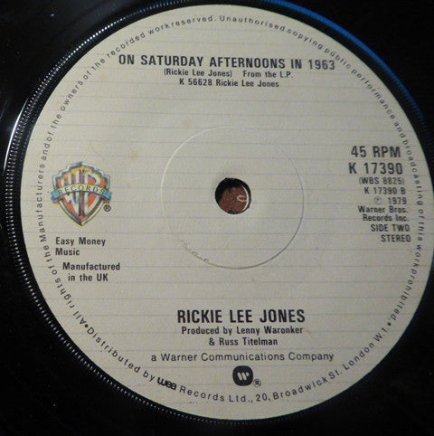 Rickie Lee Jones : Chuck E's In Love (7", Single)