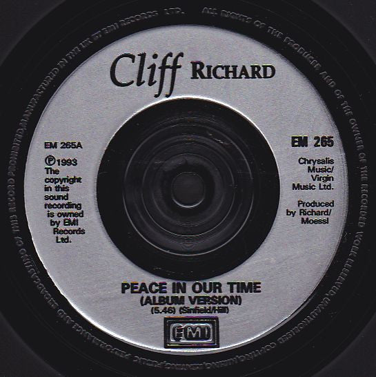Cliff Richard : Peace In Our Time (7")