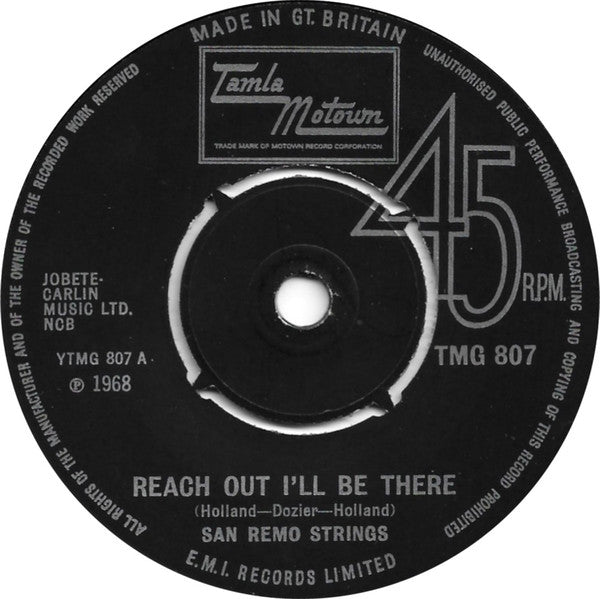 San Remo Strings* : Reach Out I'll Be There (7", Single, Pus)