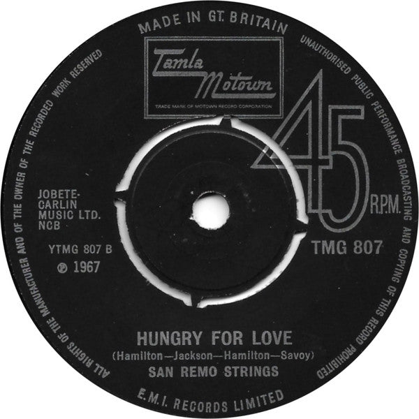 San Remo Strings* : Reach Out I'll Be There (7", Single, Pus)