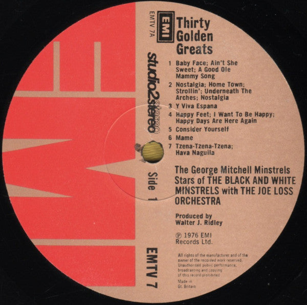 The George Mitchell Minstrels With The Joe Loss Orchestra* : 30 Golden Greats (LP)
