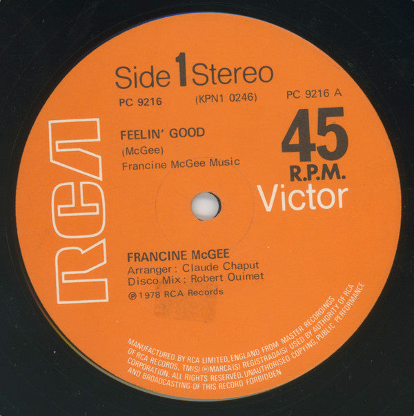 Francine McGee : Feelin' Good (12", Single)