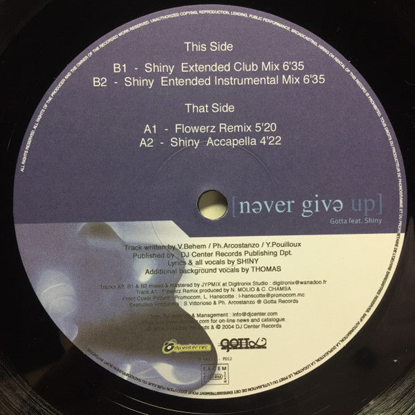 Gotta Feat. Shiny : Never Give Up (12")