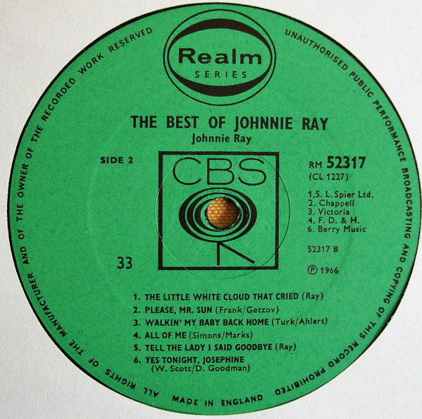 Johnnie Ray : The Best Of Johnnie Ray (LP, Comp)