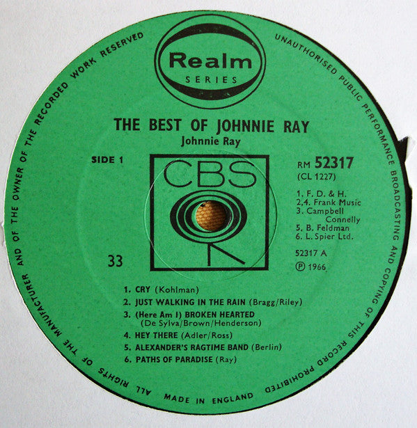 Johnnie Ray : The Best Of Johnnie Ray (LP, Comp)