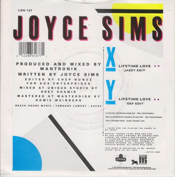 Joyce Sims : Lifetime Love (7", Single)