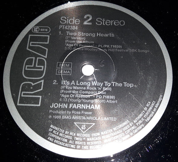 John Farnham : Two Strong Hearts (12", Maxi)