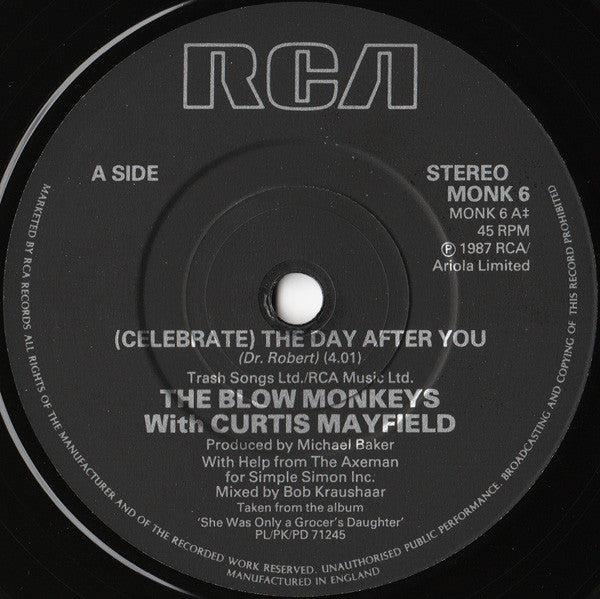The Blow Monkeys With Curtis Mayfield : (Celebrate) The Day After You (7", Single)