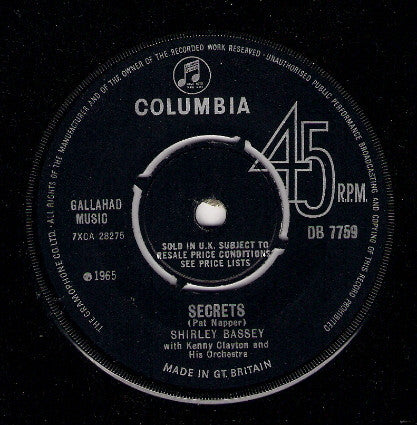 Shirley Bassey With Tony Osborne And His Orchestra : It's Yourself (7")