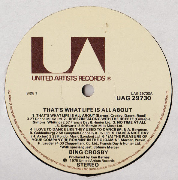 Bing Crosby : That's What Life Is All About (LP, Album, Gat)