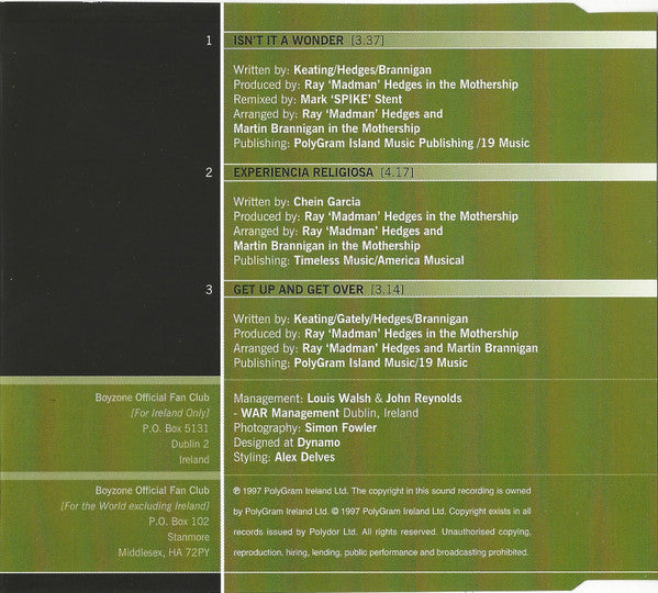 Boyzone : Isn't It A Wonder (CD, Single)