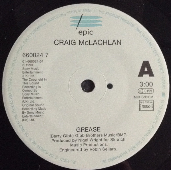 Craig McLachlan : Grease (7", Single, Cal)