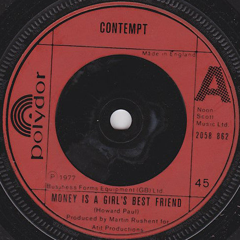 Contempt (2) : Money Is A Girl's Best Friend (7", Single)