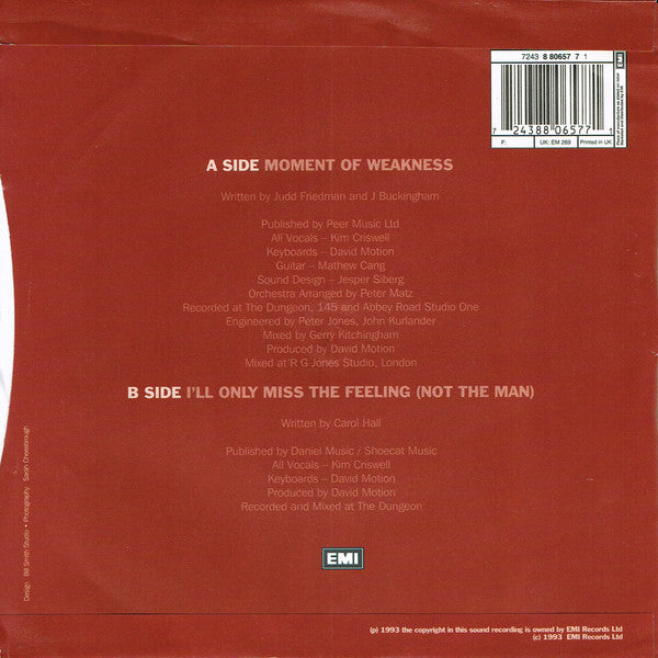 Kim Criswell : Moment Of Weakness (7", Single)