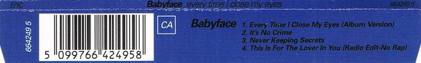 Babyface : Every Time I Close My Eyes (CD, Single)