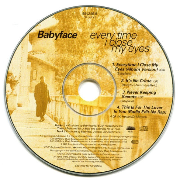 Babyface : Every Time I Close My Eyes (CD, Single)