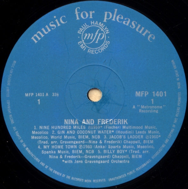 Nina & Frederik : Nina And Frederik (LP, Comp, Mono)