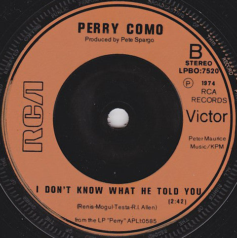 Perry Como : The Way We Were (7", Single)