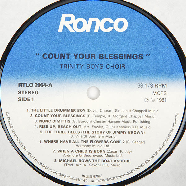 Trinity Boys' Choir : Count Your Blessings (LP, Album)