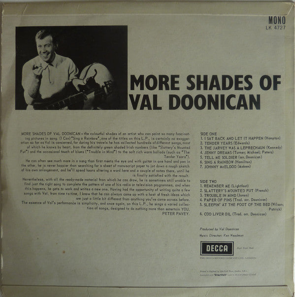 Val Doonican : More Shades Of Val Doonican (LP, Album, Mono)