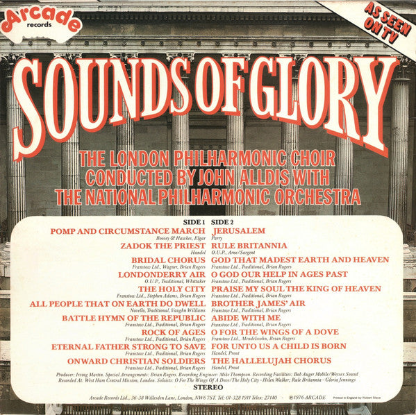London Philharmonic Choir Conducted By John Alldis With National Philharmonic Orchestra : Sounds Of Glory (LP, Album)