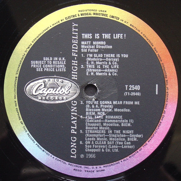 Matt Monro : This Is The Life! (LP, Album, Mono)