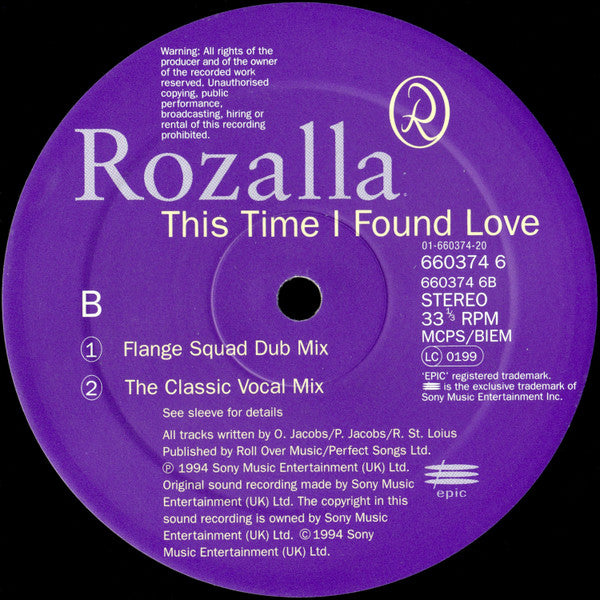 Rozalla : This Time I Found Love (12")