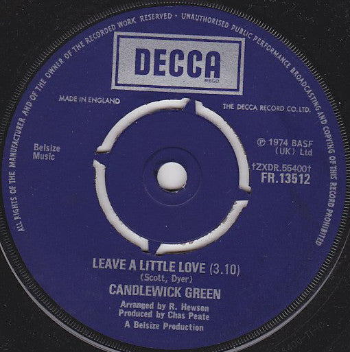 Candlewick Green : Leave A Little Love (7", Single)