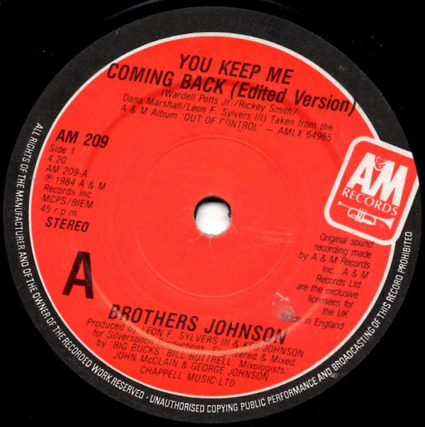 Brothers Johnson : You Keep Me Coming Back (Edited Version) (7")