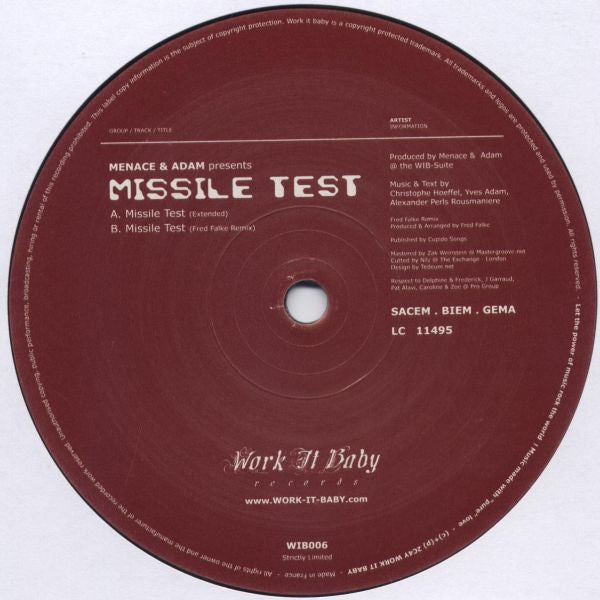 Menace & Adam : Missile Test (12")