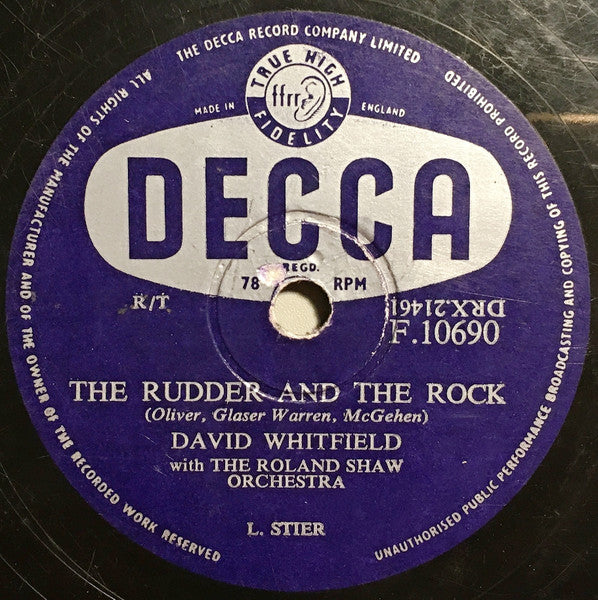 David Whitfield With The Roland Shaw Orchestra : My September Love / The Rudder And The Rock (Shellac, 10")