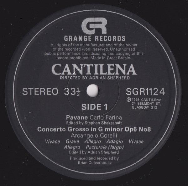 Cantilena : Corelli Christmas Concerto And Works (LP)