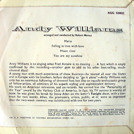 Andy Williams : Andy Williams (7")