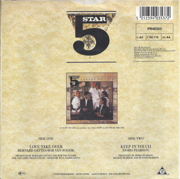 Five Star : Love Take Over (7", Single)