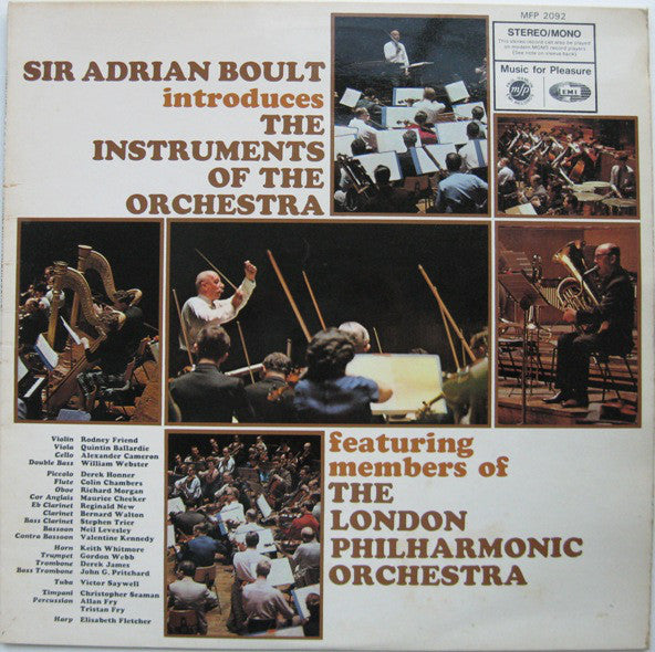 Sir Adrian Boult Featuring Members Of London Philharmonic Orchestra : Sir Adrian Boult Introduces The Instruments Of The Orchestra (LP)