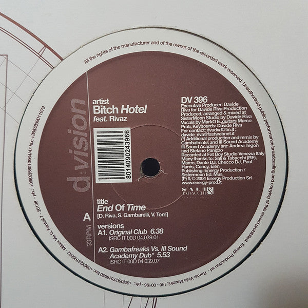 The Bitch Hotel Feat. Rivaz : End Of Time (12")