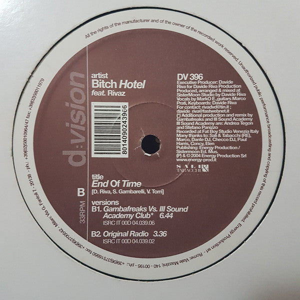 The Bitch Hotel Feat. Rivaz : End Of Time (12")