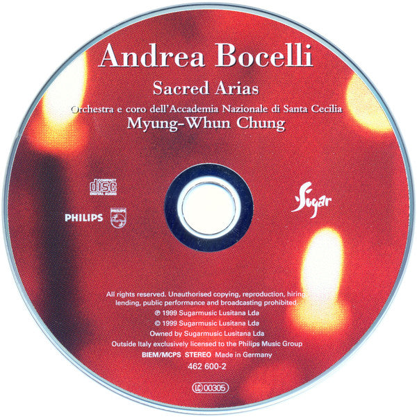 Andrea Bocelli, Orchestra dell'Accademia Nazionale di Santa Cecilia E Coro dell'Accademia Nazionale di Santa Cecilia, Myung-Whun Chung : Sacred Arias (CD, Album)