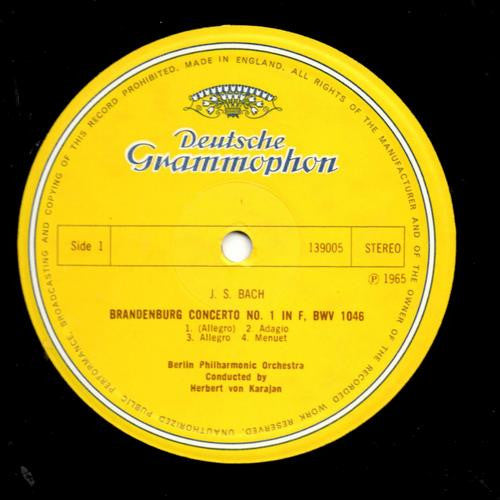 Herbert von Karajan, Johann Sebastian Bach, Berliner Philharmoniker : Brandenburg Concertos Nos. 1, 2 & 3 (LP, RP)
